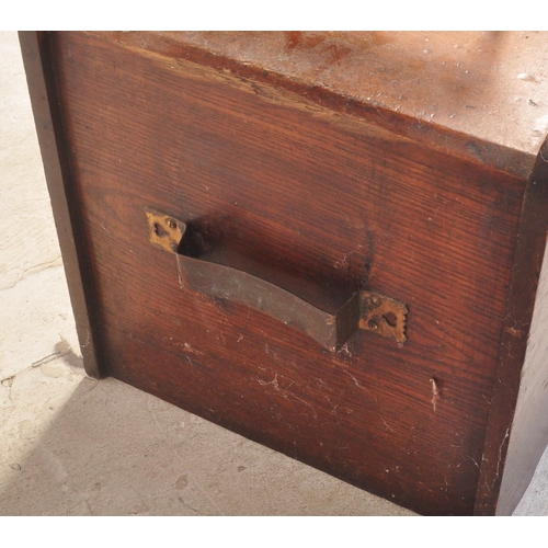 1662 - A Victorian 19th century oak & brass purdonium coal scuttle having a brass handle over twin hinged f... 