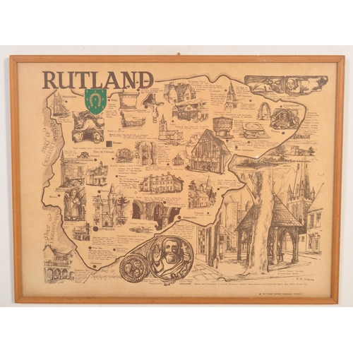 1667 - Of Cartography Interest - A Victorian 19th century circa 1840 hand painted map of Rutland Shire publ... 