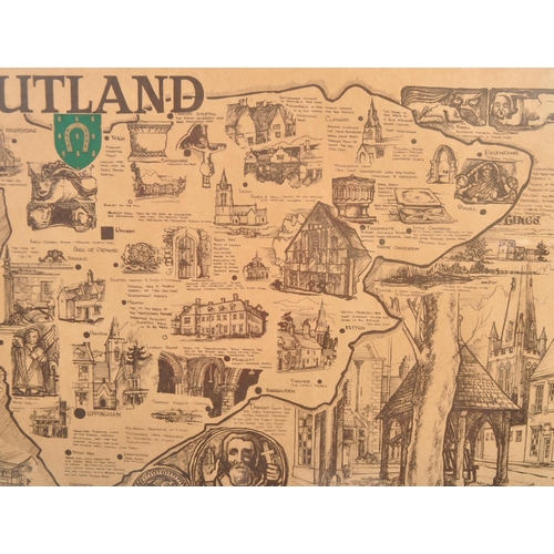 1667 - Of Cartography Interest - A Victorian 19th century circa 1840 hand painted map of Rutland Shire publ... 