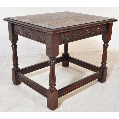 1678 - A 20th Century circa 1930s oak side occasional table in the Jacobean revival manner. Rectangular for... 