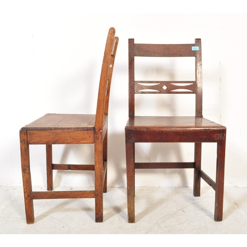 1689 - A harlequin set of three 19th Century Victorian Welsh oak dining chairs. The lot to include a pair o... 