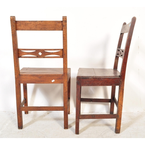 1689 - A harlequin set of three 19th Century Victorian Welsh oak dining chairs. The lot to include a pair o... 