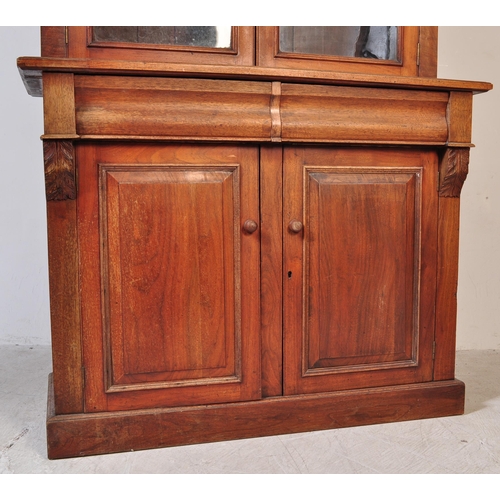 1700 - Victorian 19th century mahogany library bookcase cupboard. Raised on plinth base with cupboard and s... 