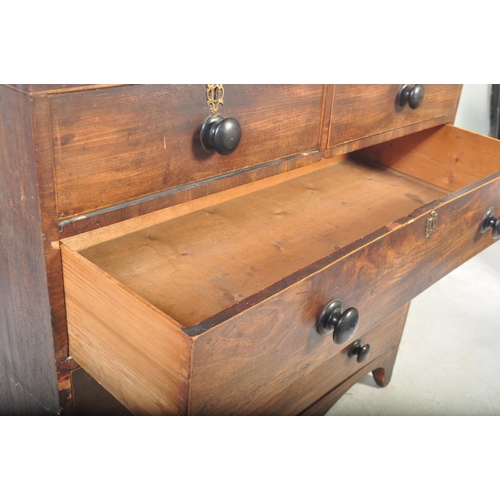 1710 - 19th century mahogany chest of drawers. Raised on French kick legs having a short and deep drawer co... 