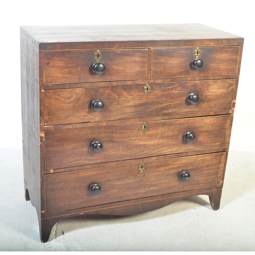 1710 - 19th century mahogany chest of drawers. Raised on French kick legs having a short and deep drawer co... 