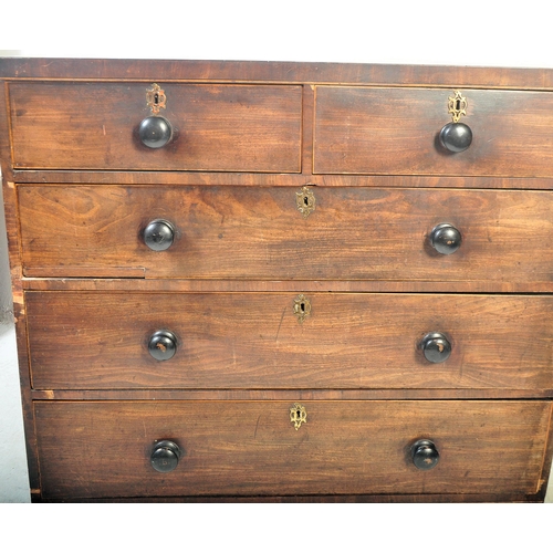 1710 - 19th century mahogany chest of drawers. Raised on French kick legs having a short and deep drawer co... 