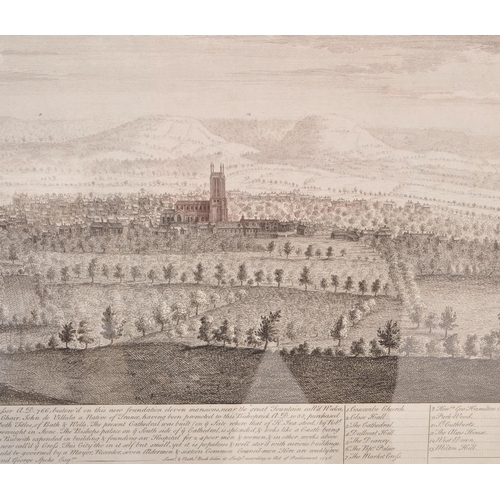 1722 - Samuel and Nathanial Buck - The North West Prospect of the City of Wells - An 18th century etching t... 