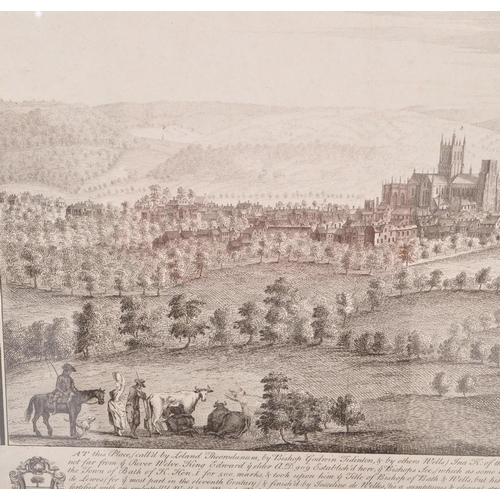 1722 - Samuel and Nathanial Buck - The North West Prospect of the City of Wells - An 18th century etching t... 