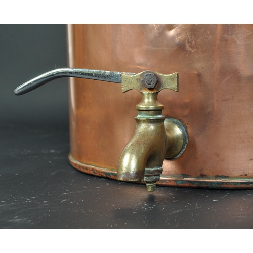 1730 - A Victorian 19th century  copper lidded urn having being fitted with white metal tap and having carr... 