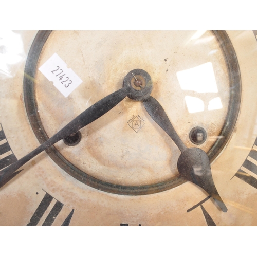 1736 - A 19th century drop dial postal / railway wall clock having an octagonal wooden frame with Roman num... 