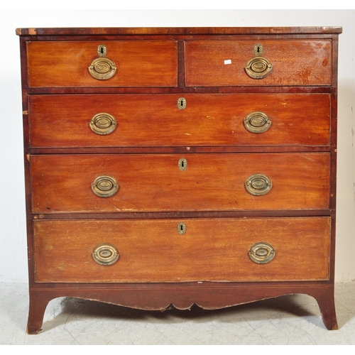 1743 - A 19th Century George III  mahogany chest of drawers. Of rectangular form with a bordered top, two o... 