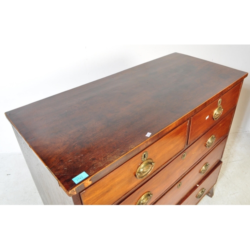 1743 - A 19th Century George III  mahogany chest of drawers. Of rectangular form with a bordered top, two o... 