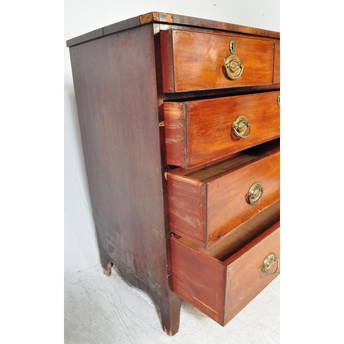 1743 - A 19th Century George III  mahogany chest of drawers. Of rectangular form with a bordered top, two o... 