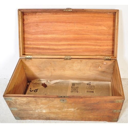 1746 - A 19th Century camphor wood traveller trunk / chest. With metal carry handles to side, brass lift ha... 