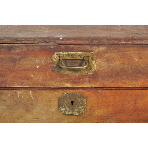 1746 - A 19th Century camphor wood traveller trunk / chest. With metal carry handles to side, brass lift ha... 