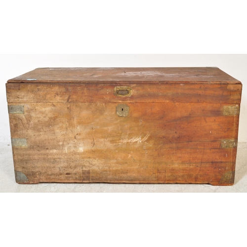 1746 - A 19th Century camphor wood traveller trunk / chest. With metal carry handles to side, brass lift ha... 