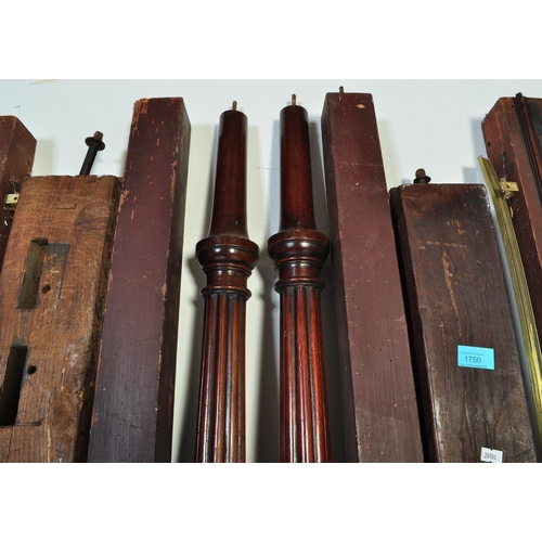 1750 - A 19th Century Georgian mahogany four poster bed. With a carved flared canopy to top with repeating ... 