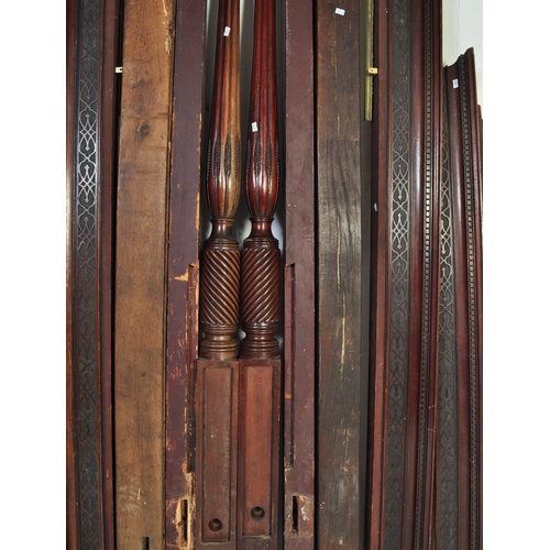 1750 - A 19th Century Georgian mahogany four poster bed. With a carved flared canopy to top with repeating ... 