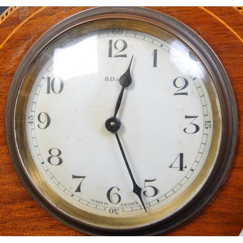 1763 - A pair of early 20th century Edwardian circa. 1900's mantel clocks, One with Art Nouveau inlaid deta... 