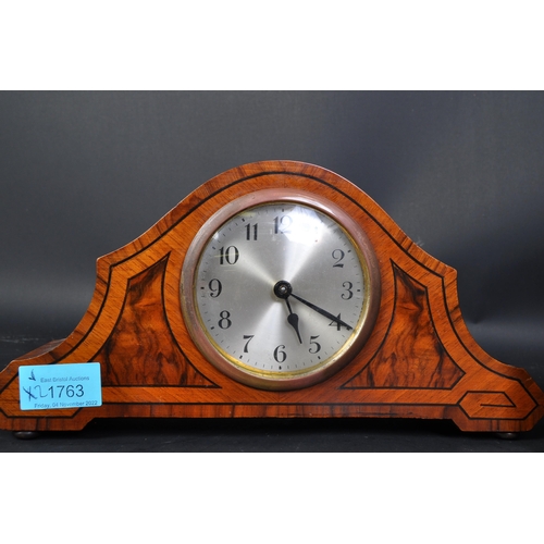 1763 - A pair of early 20th century Edwardian circa. 1900's mantel clocks, One with Art Nouveau inlaid deta... 