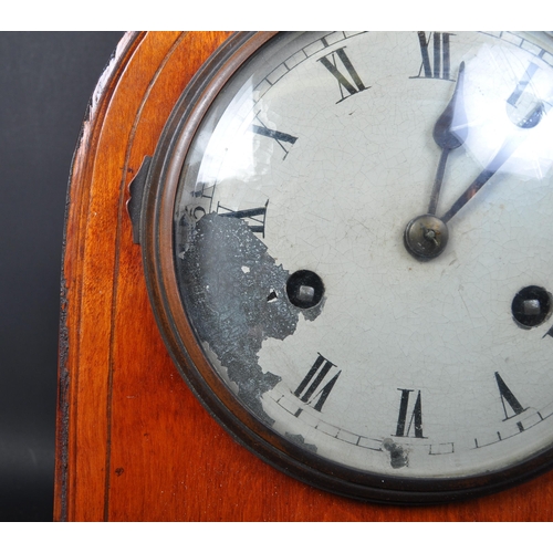 1764 - An early 20th century Edwardian circa. 1900 mahogany inlaid 8 day mantel clock of domed form having ... 