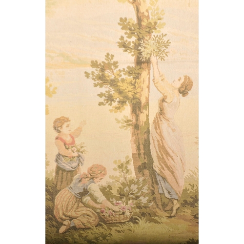 87 - A large 20th century tapestry wall hanging.  Tapestry depicting a large forest scene with a mother f... 