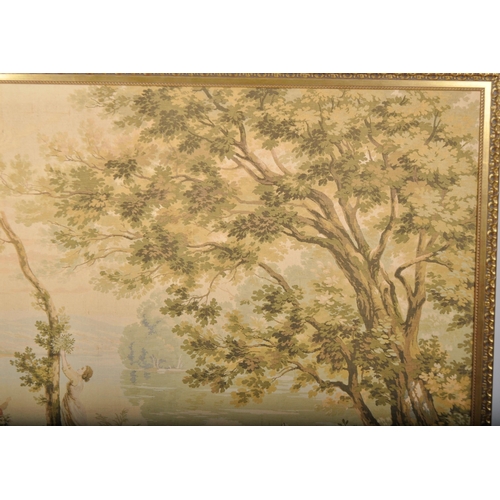 87 - A large 20th century tapestry wall hanging.  Tapestry depicting a large forest scene with a mother f... 