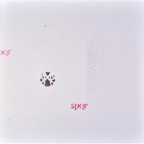 13 - SPQR (British b.1970)
 Untitled test
 Spray paint on card
 Signed / monogrammed to the verso
 20 x 2... 