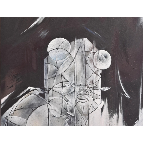 2 - Tom Hine (British b. 1978)
 Untitled, 2008
 Spray paint and acrylic on canvas
 Signed and dated to t... 