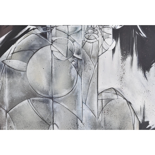2 - Tom Hine (British b. 1978)
 Untitled, 2008
 Spray paint and acrylic on canvas
 Signed and dated to t... 