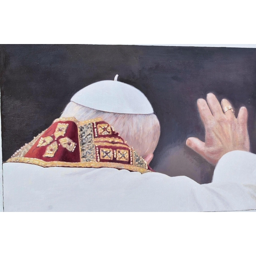 20 - Hugh Mendes (British b. 1955)
 Obituaries Pope John Paul II, 2006
 Oil on canvas
 Signed, titled and... 