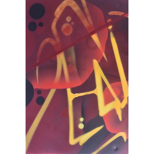 24 - 3Dom (British)
 Untitled
 Mixed media & spray on canvas
 Signed to the verso in red spray
 75 x 100 ... 
