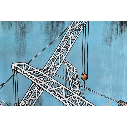 27 - Jo Peel (British)
 Cranes, 2009
 Mixed media on canvas
 Signed to the verso in black pen
 70 x 70 cm... 