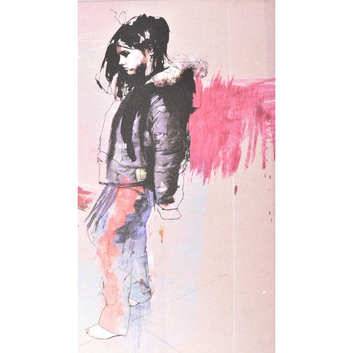 33 - Ian Francis (British, b. 1979)
 A girl moves back home with her pet dog
 Original print on canvas
 S... 
