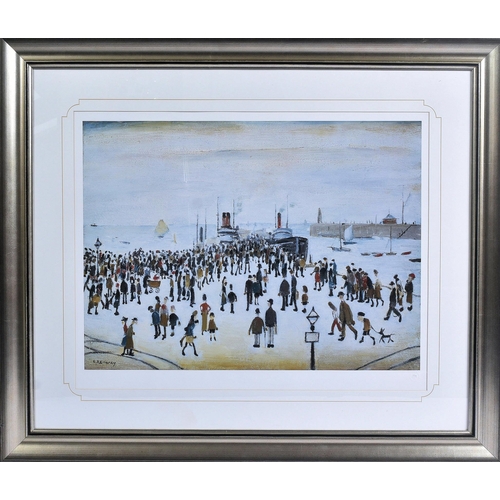 39 - L S Lowry (British b. 1887)
 Ferry Boats, 1960
 Limited edition gouttelette
 Embossed Chelsea Green ... 