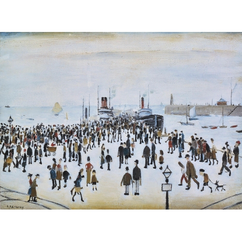 39 - L S Lowry (British b. 1887)
 Ferry Boats, 1960
 Limited edition gouttelette
 Embossed Chelsea Green ... 