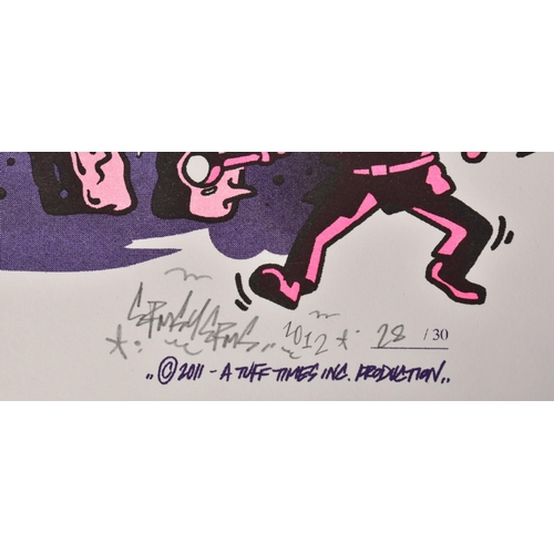 6 - Ermsy Erms (British)
 Spray and Pray, 2012
 Screen Print
 Signed and numbered 28/30 in pencil
 29 x ... 