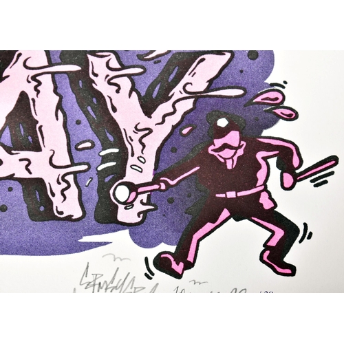 6 - Ermsy Erms (British)
 Spray and Pray, 2012
 Screen Print
 Signed and numbered 28/30 in pencil
 29 x ... 