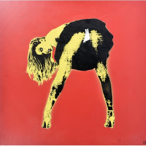 60 - Nick Walker (British b. 1969)
 White Panties, Nikers (red), 2002
 Stencil spray paint on canvas
 Mon... 