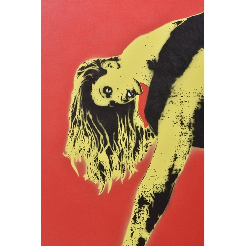 60 - Nick Walker (British b. 1969)
 White Panties, Nikers (red), 2002
 Stencil spray paint on canvas
 Mon... 