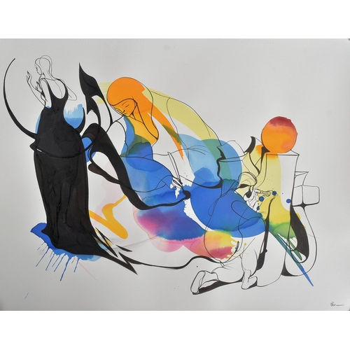 8 - Will Barras (British b. 1973)
 Script, 2022
 Acrylic and ink
 Signed in pencil on the front
 56 x 76... 