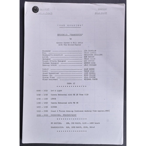 113 - The Goodies (BBC 1970-1982) - Frankenfido - original production used camera script for the Series 5 ... 