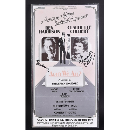 129 - Rex Harrison (d.1990) and Claudette Colbert (d.1996) - Aren't We All? - a dual autographed theatre p... 