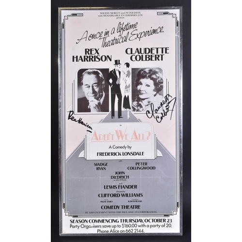 129 - Rex Harrison (d.1990) and Claudette Colbert (d.1996) - Aren't We All? - a dual autographed theatre p... 