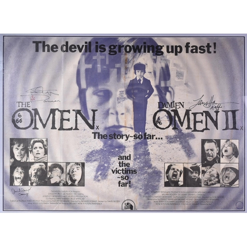 130 - The Omen / Damien: Omen II - an original UK quad cinema advertising poster for the film. Autographed... 