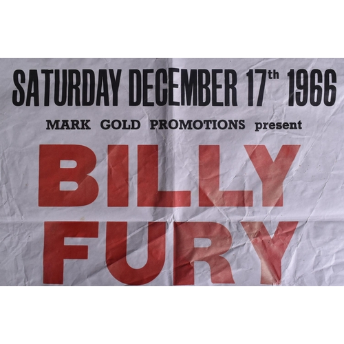 132 - Music Poster - ' Billy Fury & The Gamblers ' - December 17th 1966 at Rhodes Centre, Bishop Stortford... 