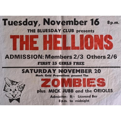 162 - Music Poster - ' The Small Faces plus En-Devers Ltd ' also advertising 'The Hellions and Zombies' to... 