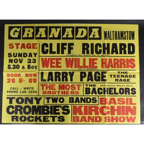 210 - Concert Poster - Cliff Richard, Wee Willy Harris, Larry Page, The Bachelors & Others - a scarce orig... 