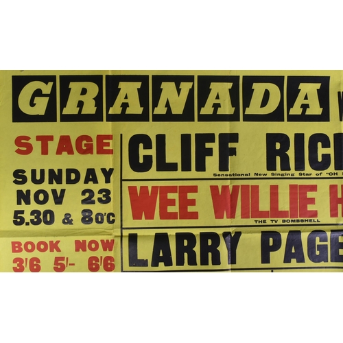 210 - Concert Poster - Cliff Richard, Wee Willy Harris, Larry Page, The Bachelors & Others - a scarce orig... 