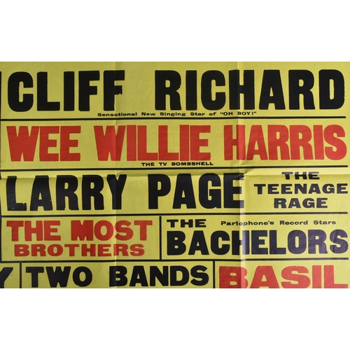 210 - Concert Poster - Cliff Richard, Wee Willy Harris, Larry Page, The Bachelors & Others - a scarce orig... 